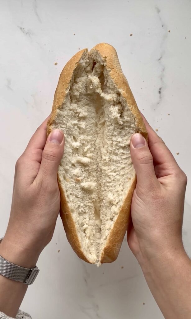 Opening the bread