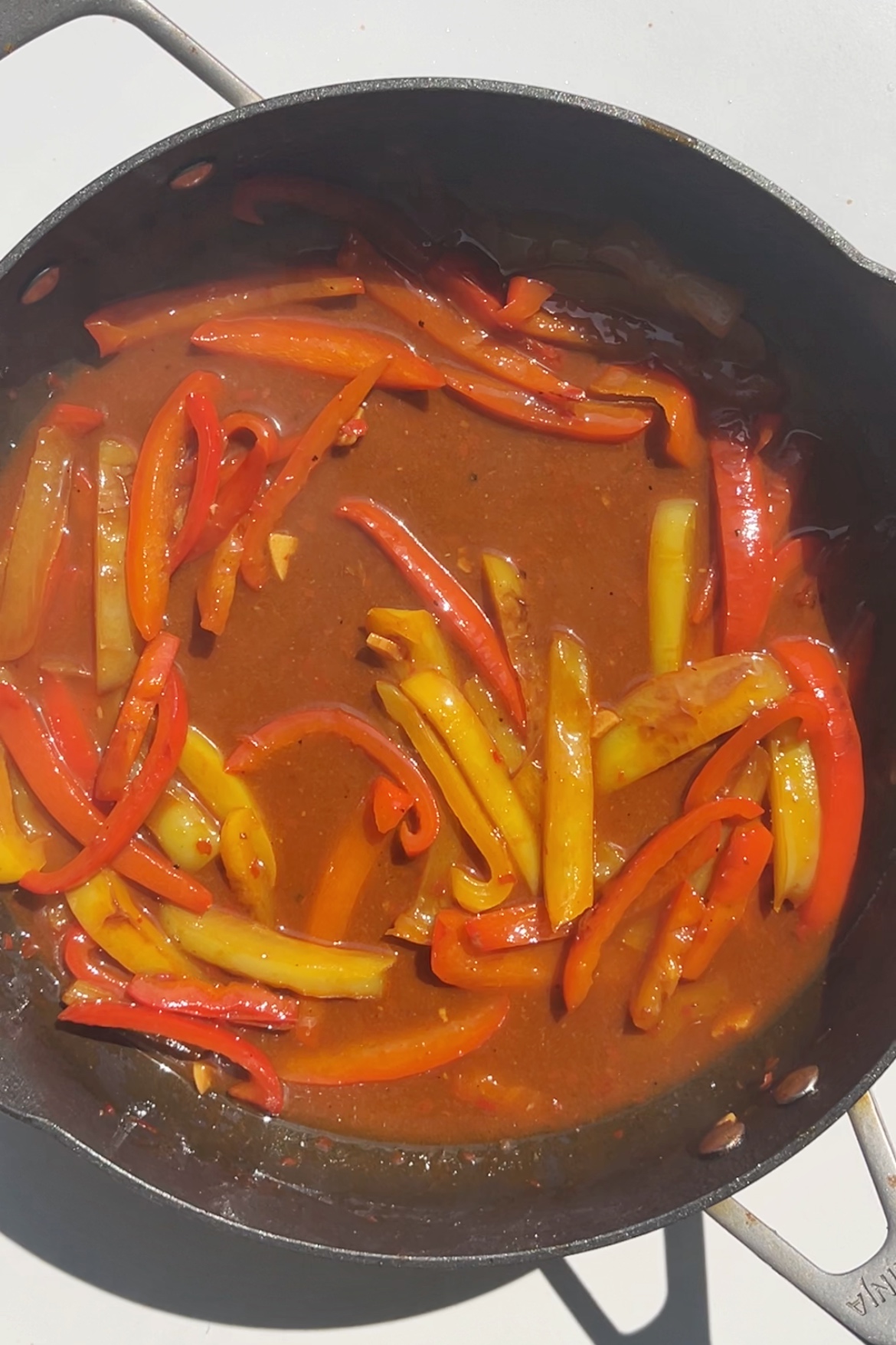 Pepper sauce reduced.