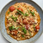 'Nduja Risotto with cherry tomatoes and chorizo.
