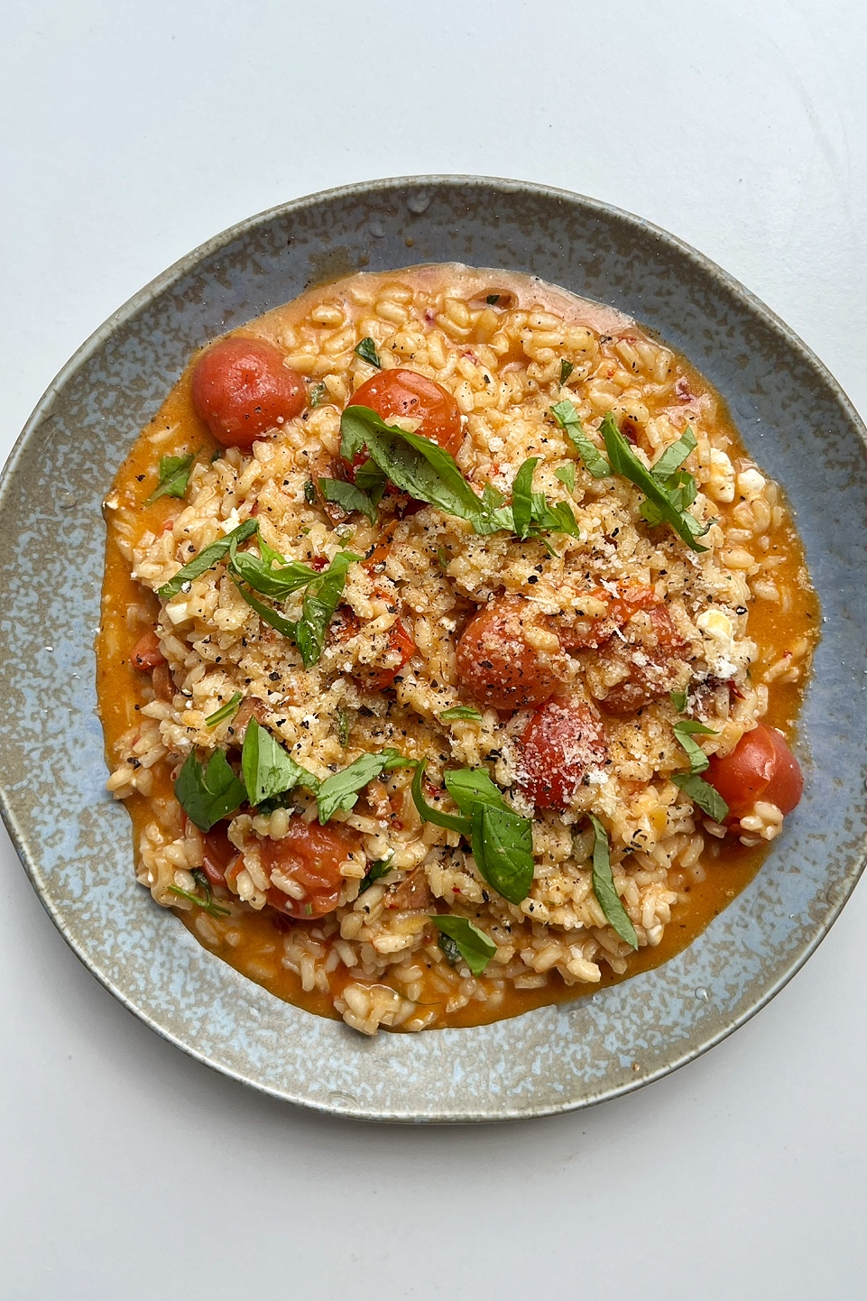 'Nduja Risotto with cherry tomatoes and chorizo.