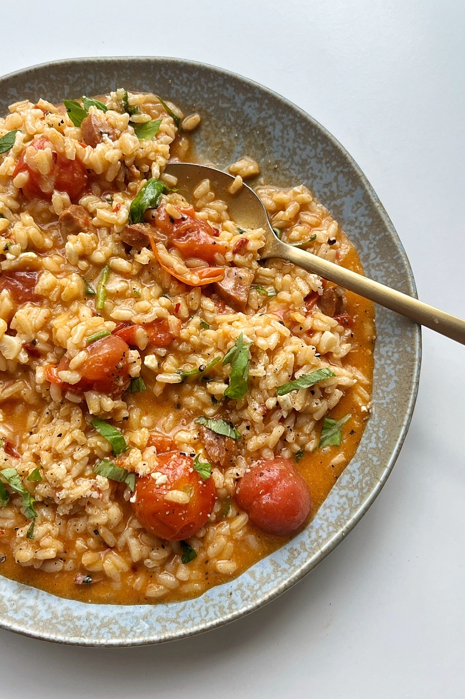 'Nduja Risotto with chorizo and cherry tomatoes