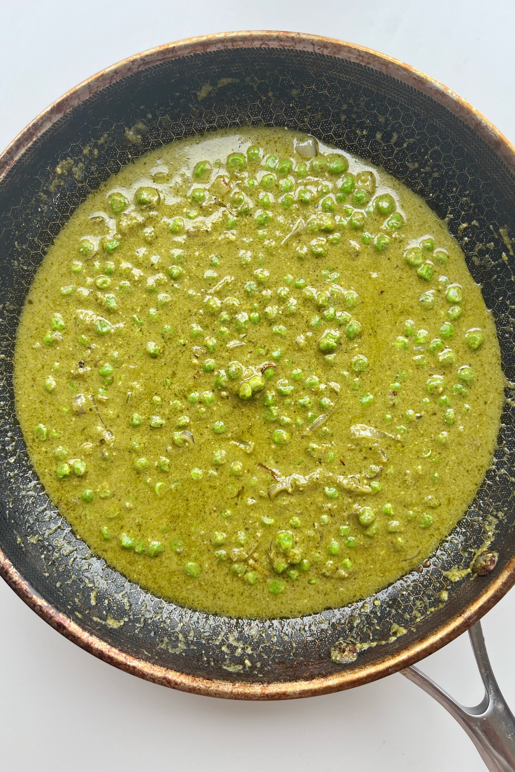Pea and pesto sauce.