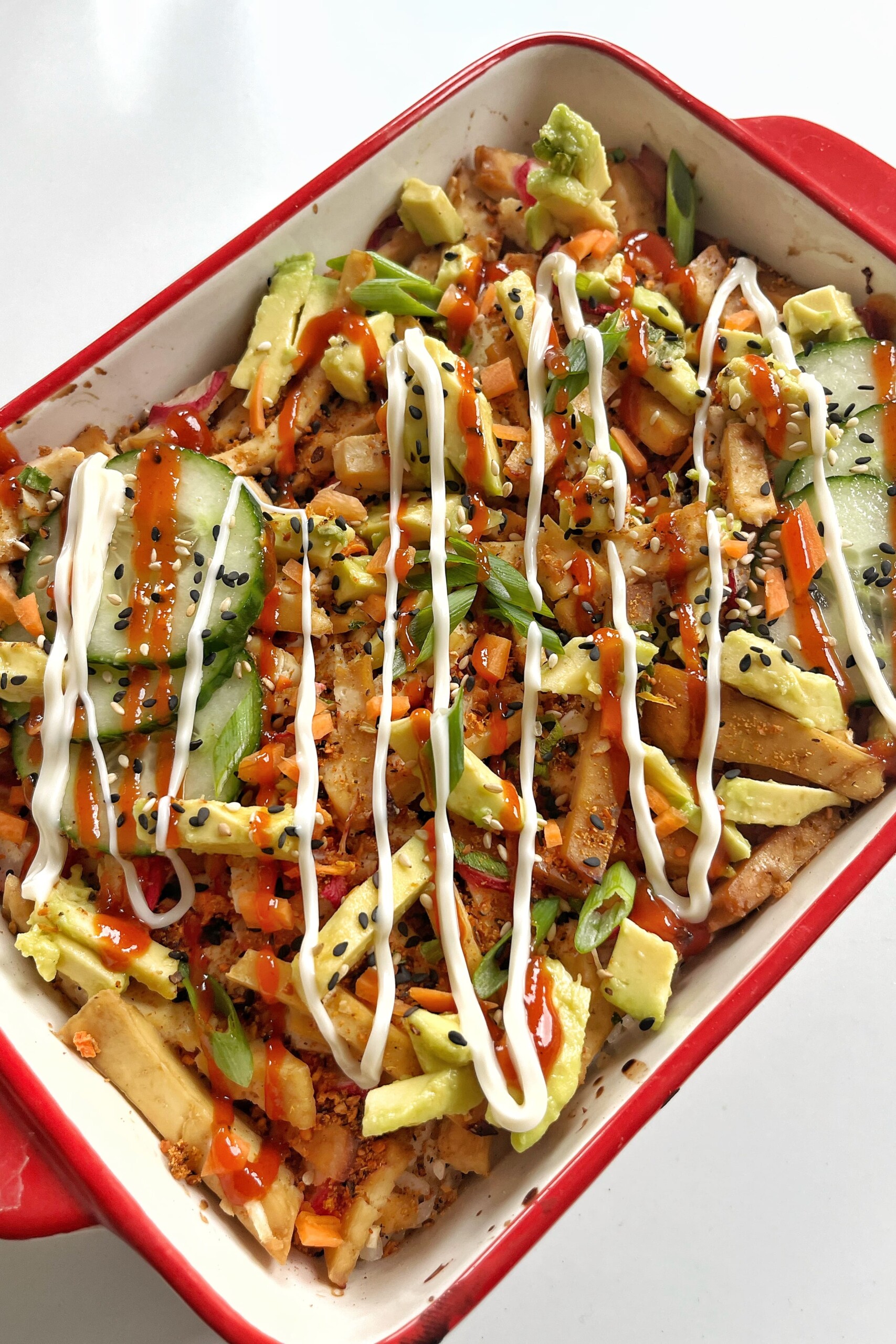 Close up of sushi bake.