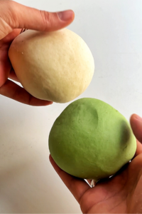 Green and white dough.