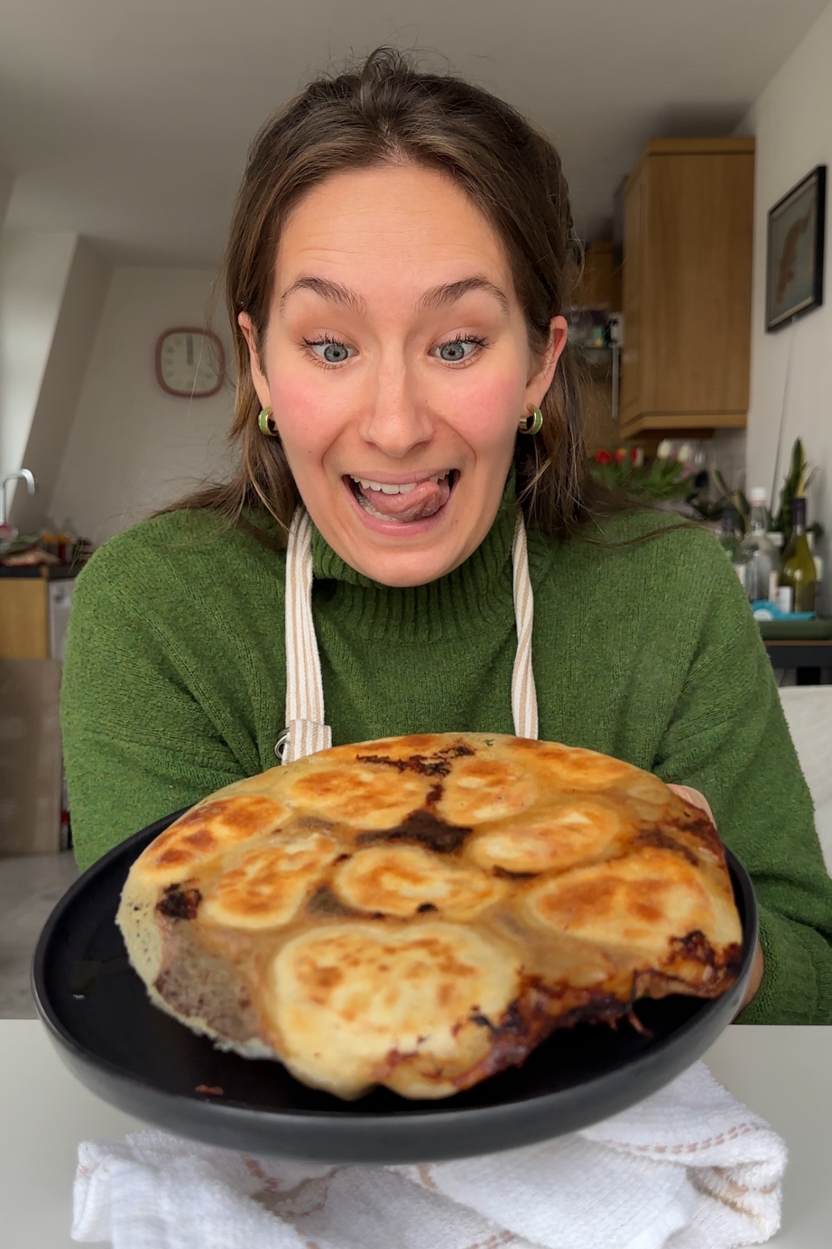 Emily Roz happy with her dumpling creation.