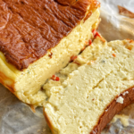 Slice of burnt Basque chilli cheesecake.