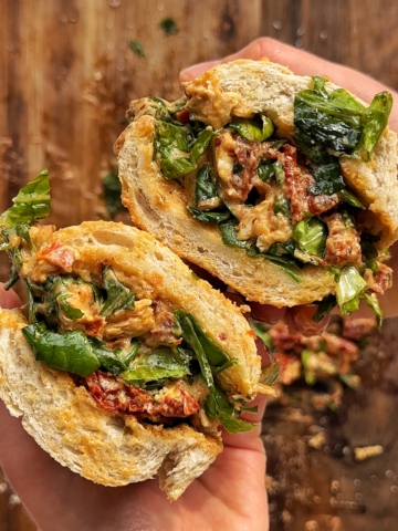 Marry me chicken chopped salad sandwich shot.