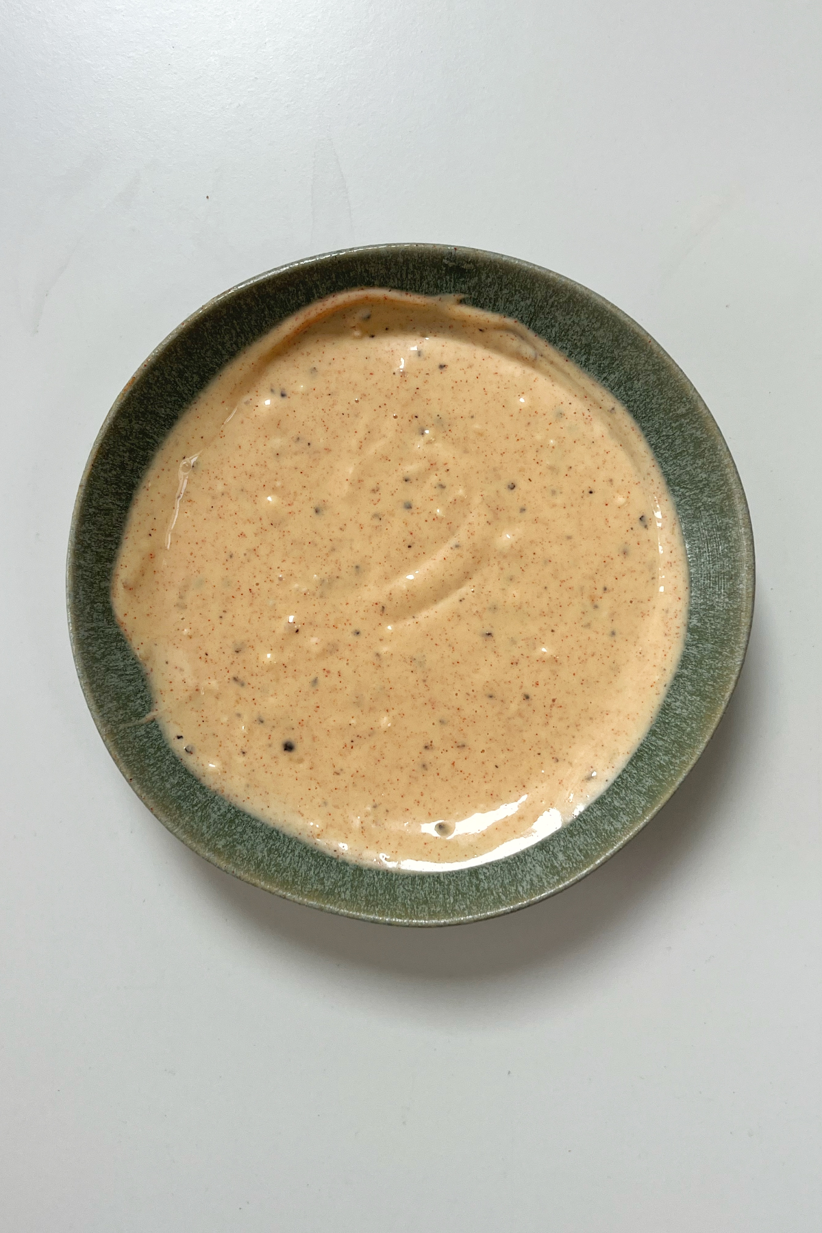 Chicken salad dressing in a bowl.