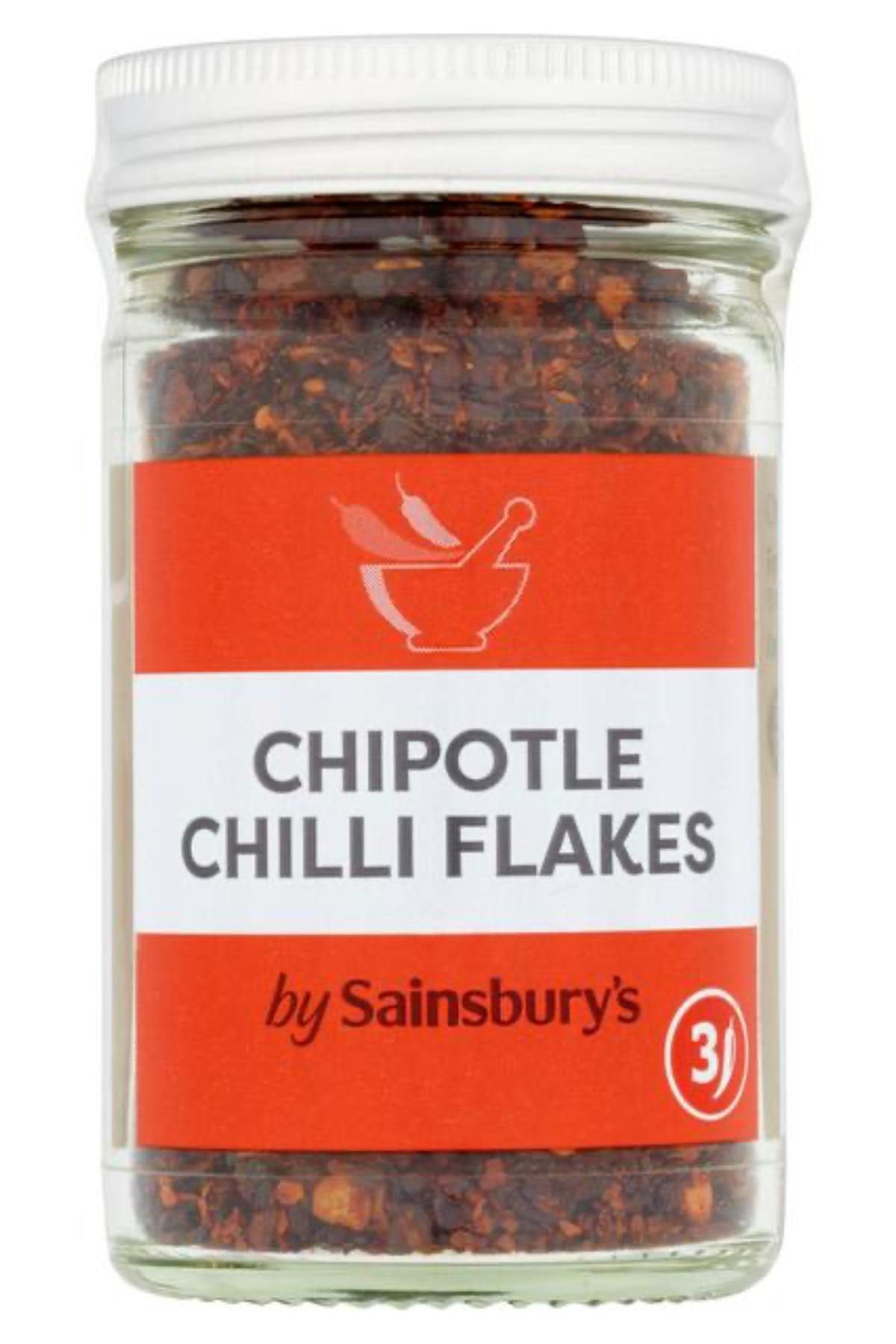 Chipotle chilli flakes in a bottle.