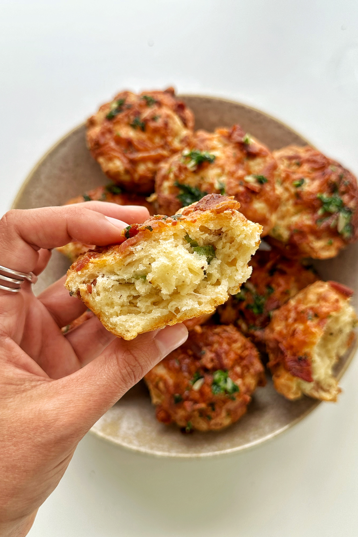 Moist cheese and bacon muffin.