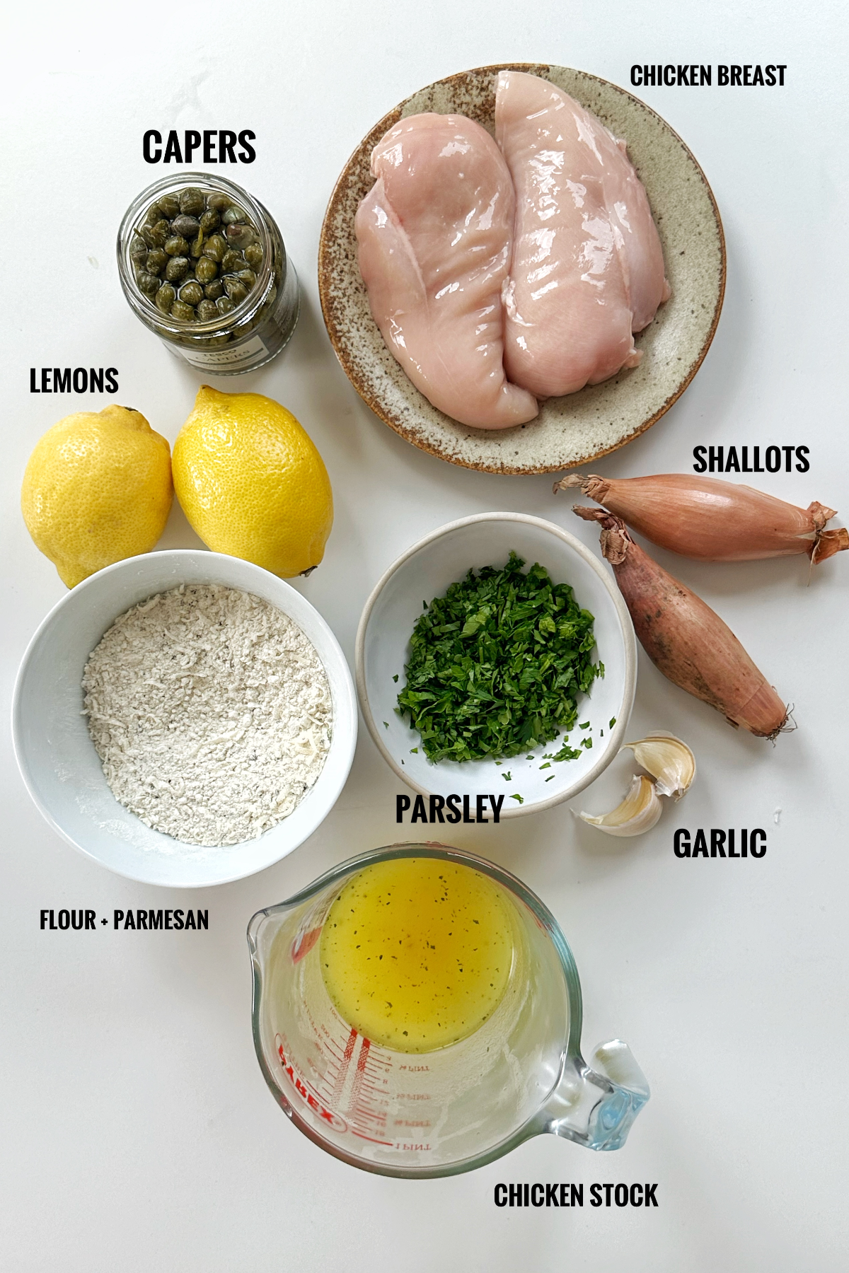 Ingredients for chicken piccata.