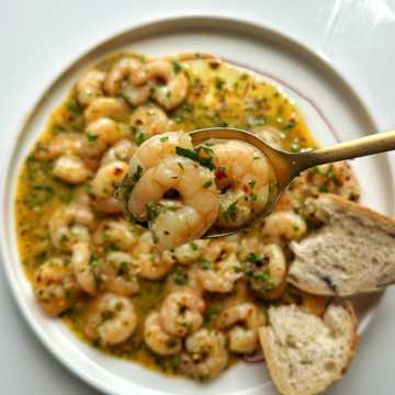 Close up of shrimp scampi without wine.