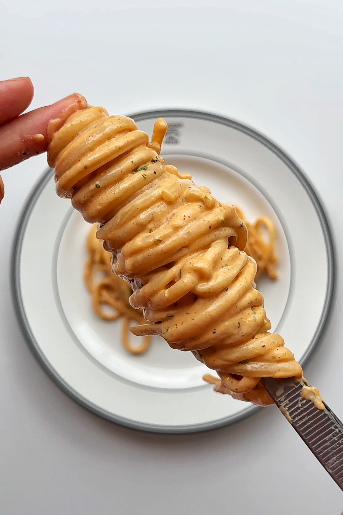 Spicy alfredo sauce with linguine. 