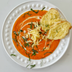 Roasted red pepper and gouda soup.