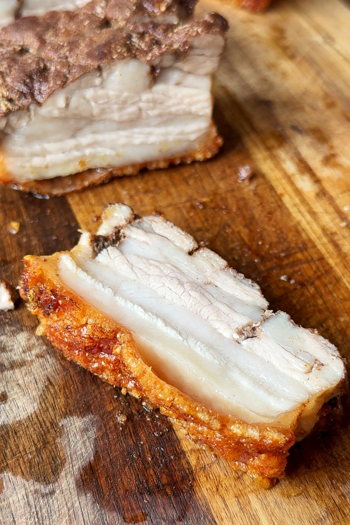 Slicing pork belly.