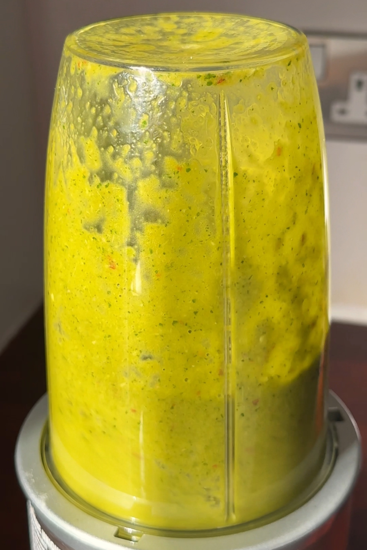 Making the coriander sauce.