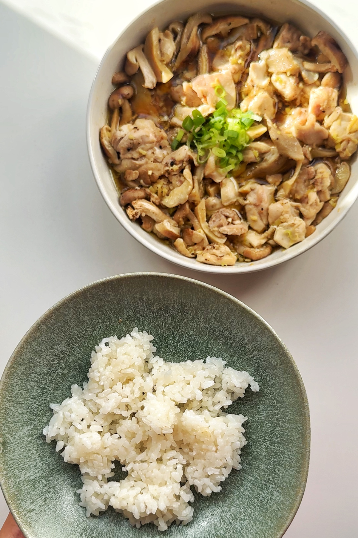 Serving up steamed chicken.