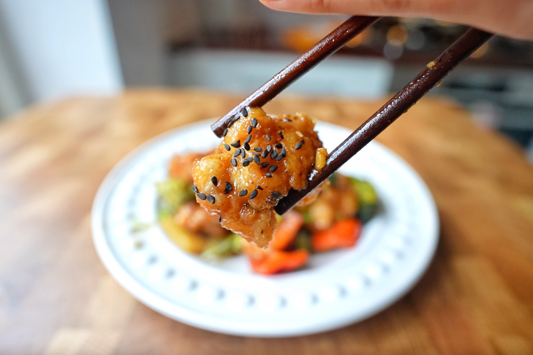 Close up of the teriyaki chicken stir fry.
