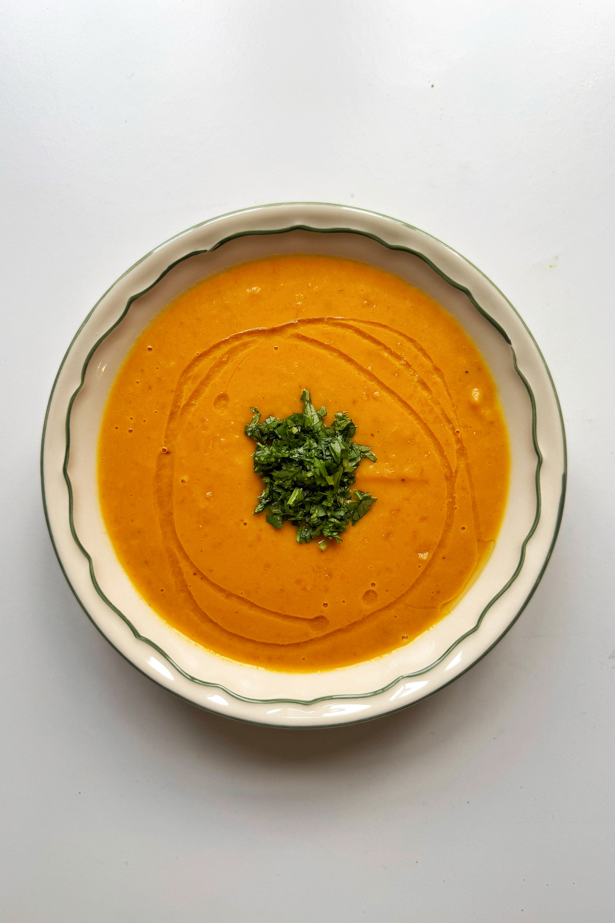 bowl of carrot and ginger soup.
