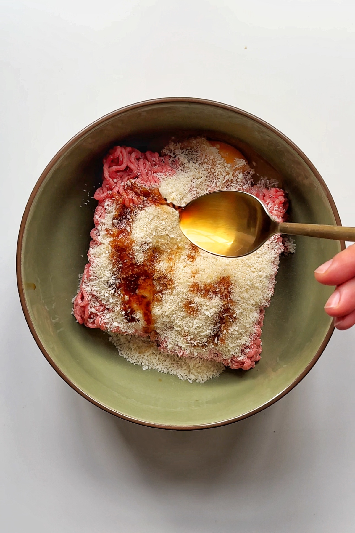 Making loco moco patties.