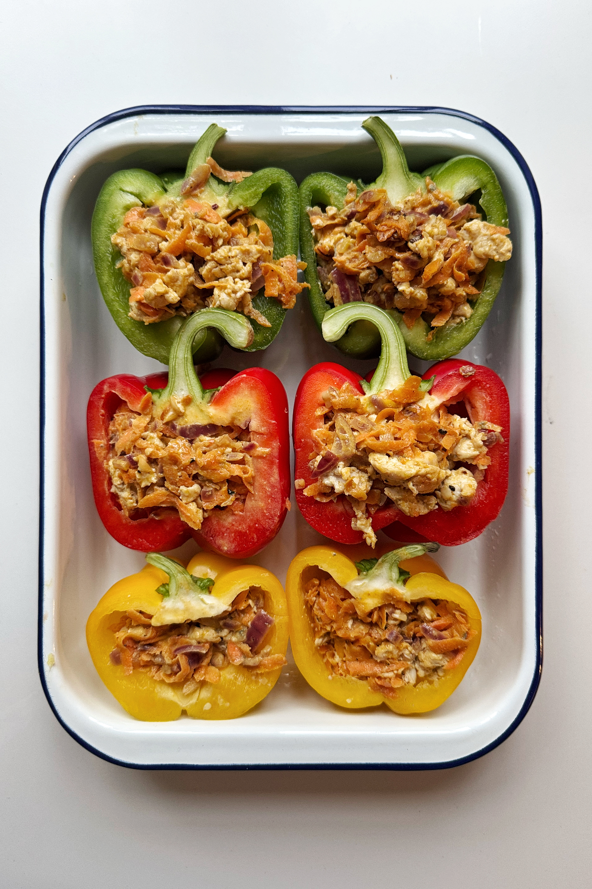 Stuffed peppers with ground chicken.