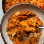 Creamy chicken orzo dish.