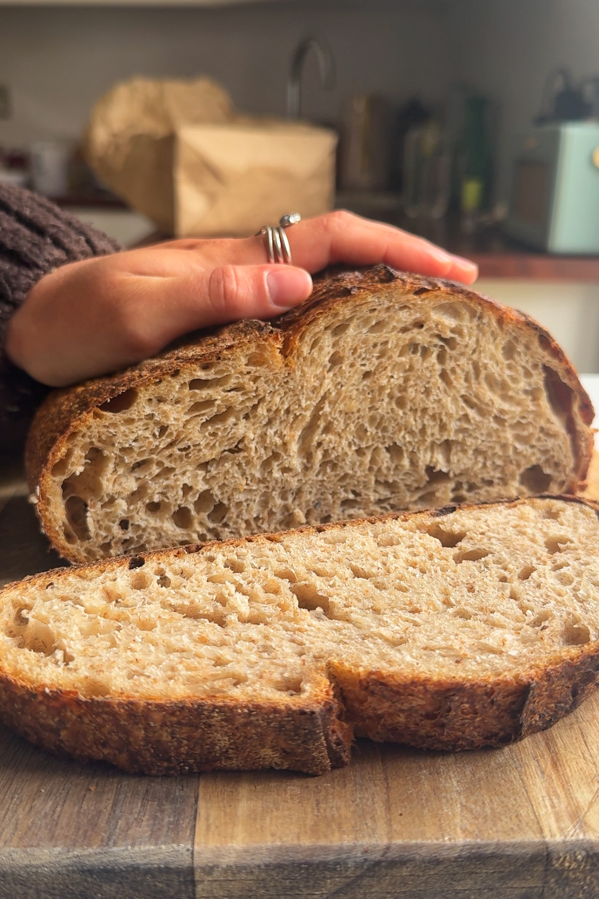 Slicing good quality bread.