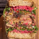 Cross section of lamb sandwich.