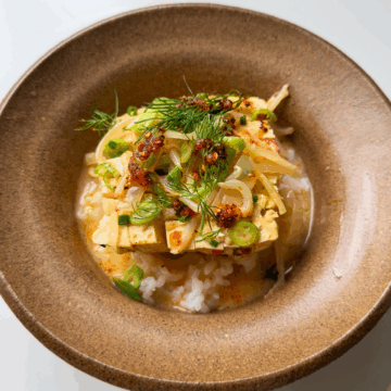 Spicy coconut tofu with jasmine rice.