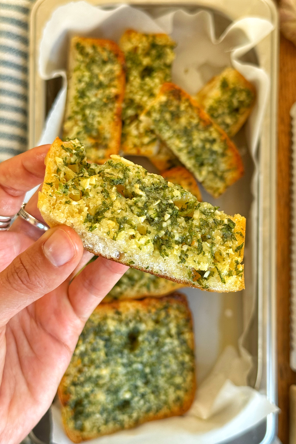 slice of ciabatta garlic bread