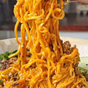 pulling curry noodles.