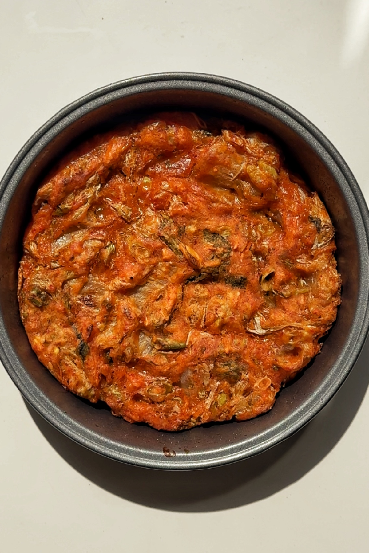 cooked Kimchi pancake in tray