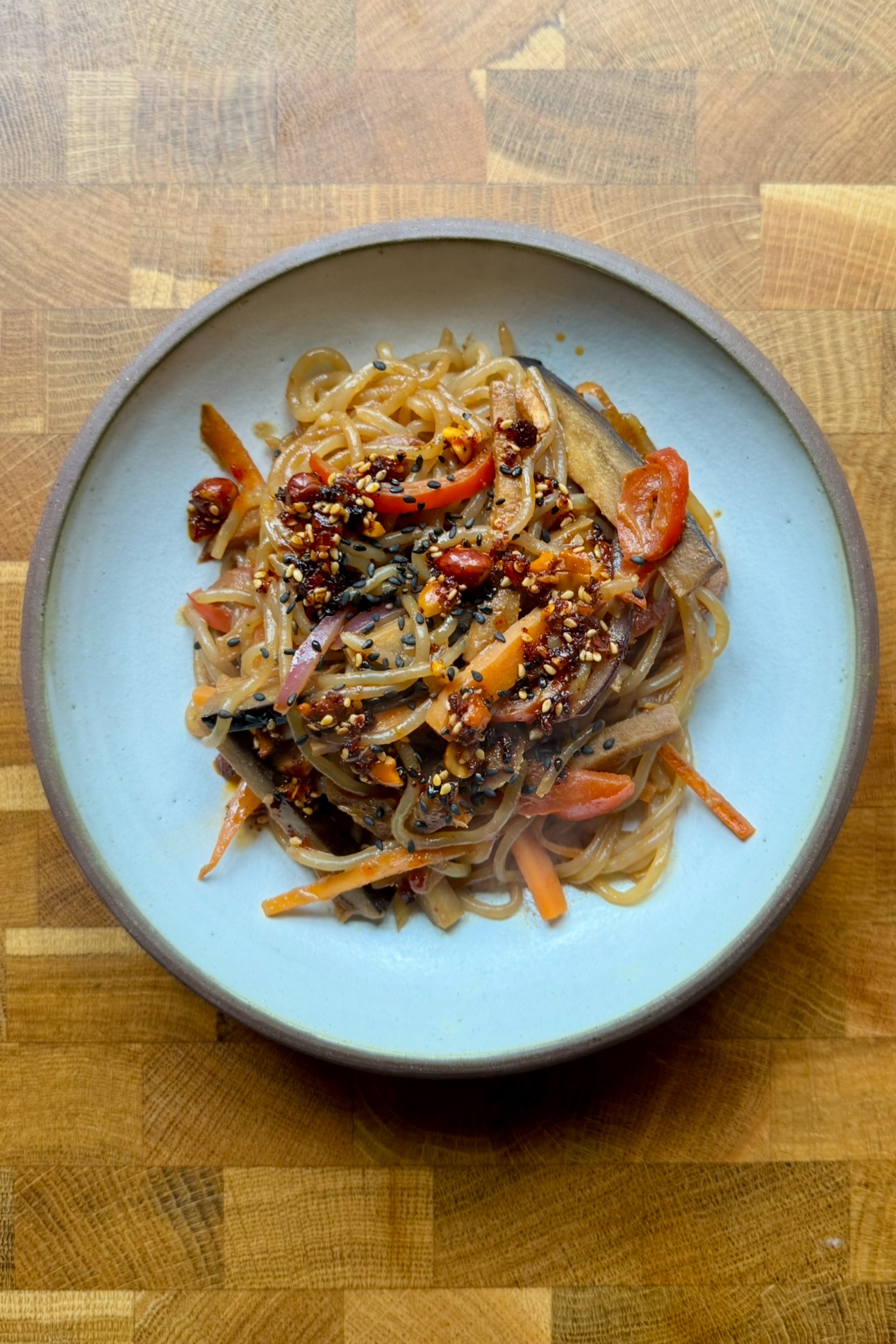 bowl of shirataki noodles.