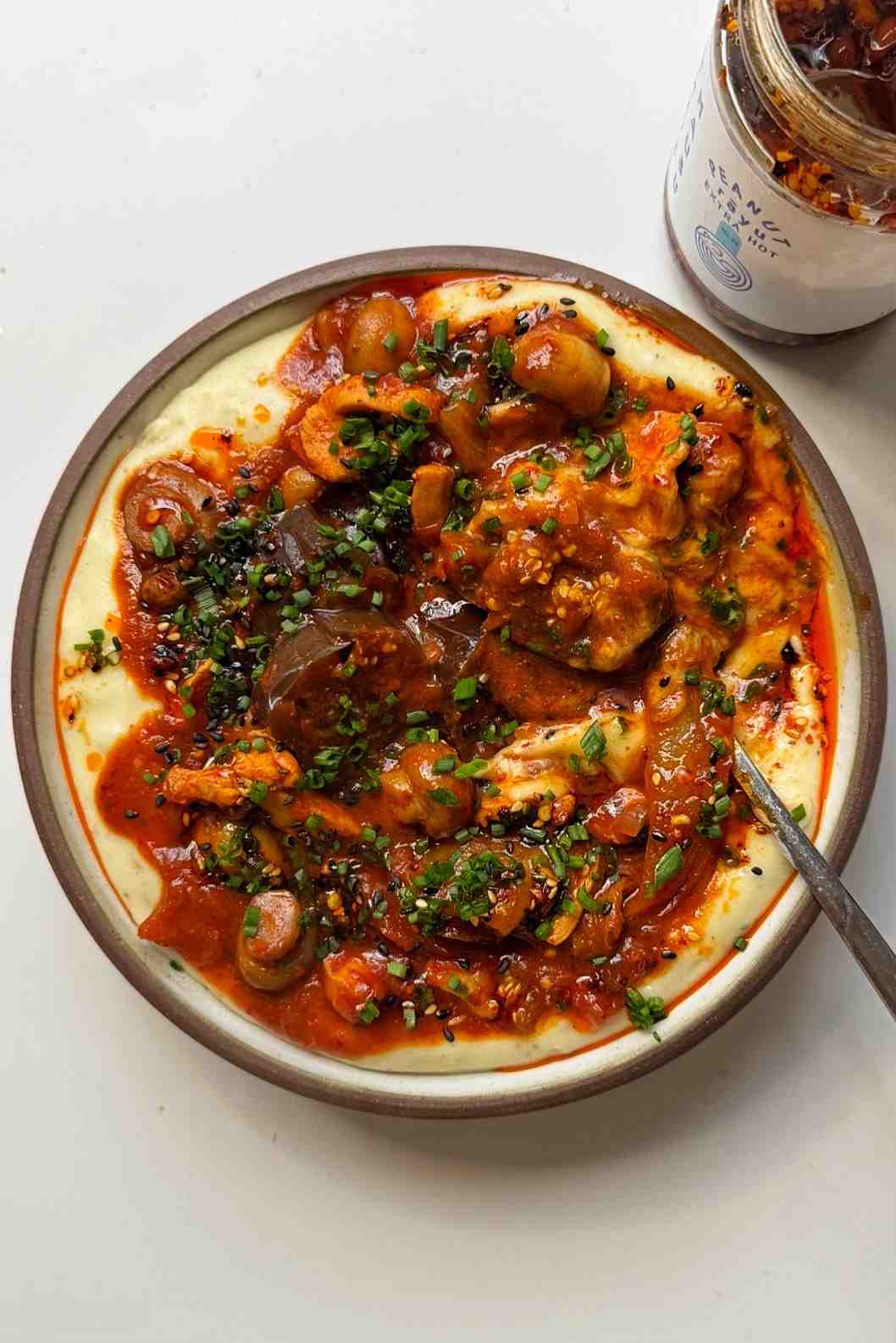 Korean chicken stew with mashed potato.