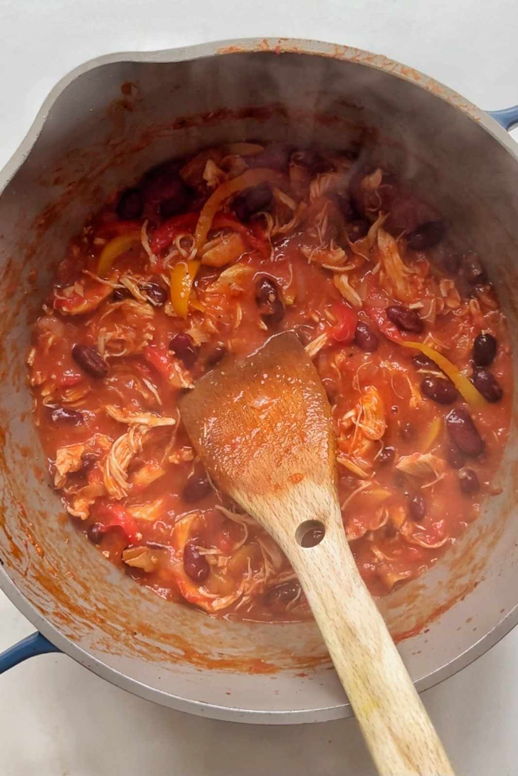 Cooking up the pithivier chicken filling.