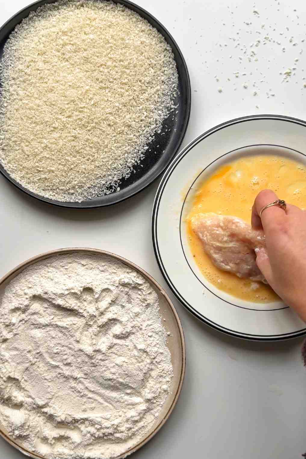 Making chicken katsu.