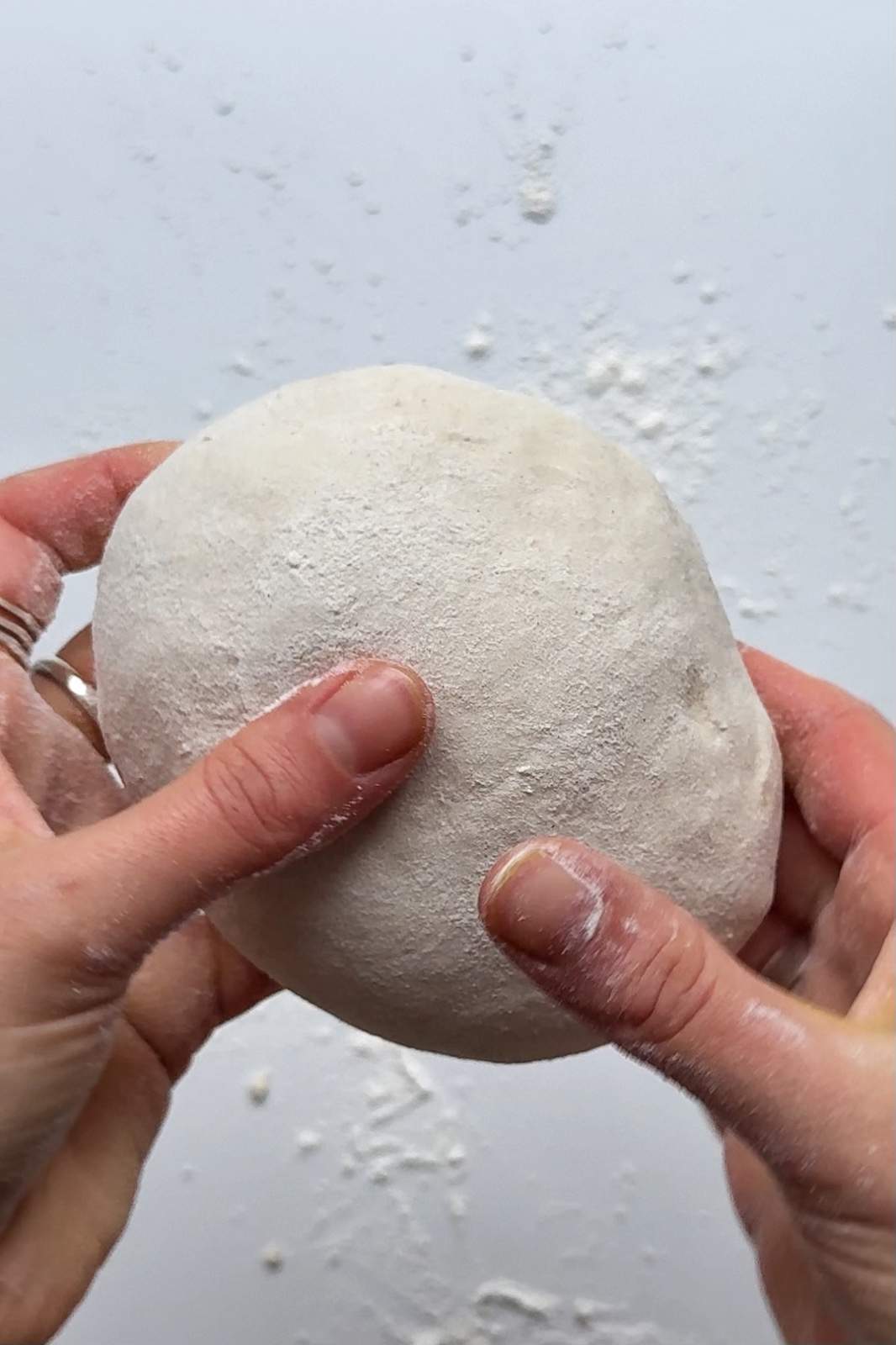 Making dumpling dough.