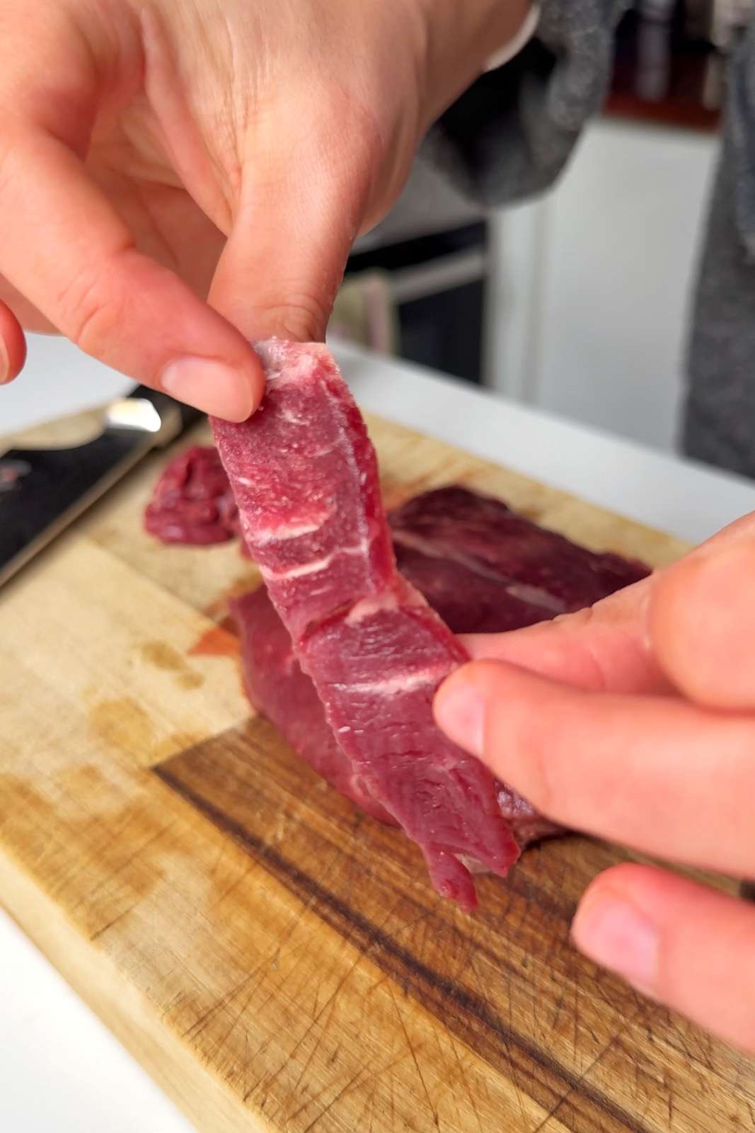 thinly sliced steak.