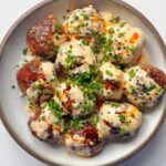 Bowl of teriyaki meatballs.