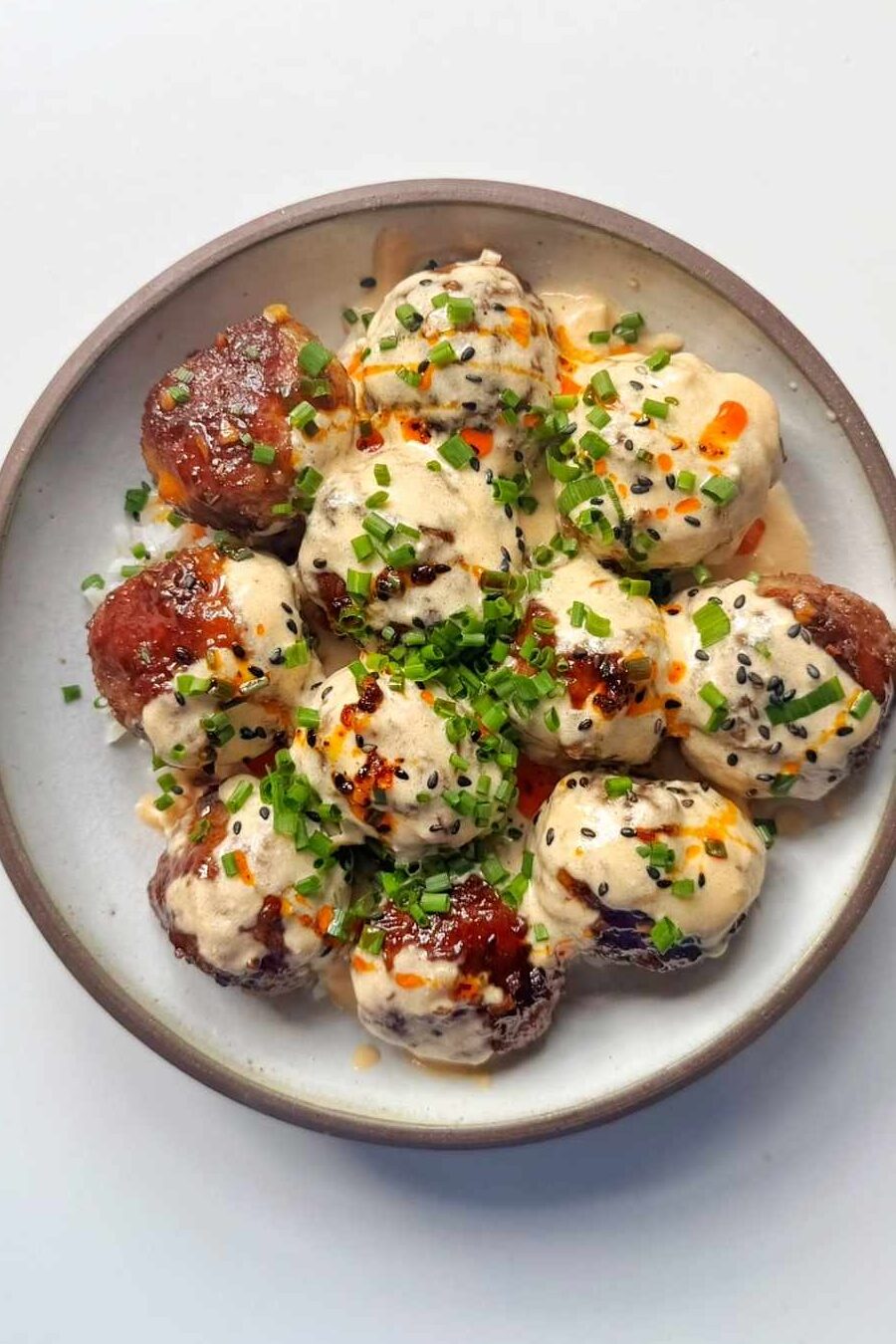Bowl of teriyaki meatballs.