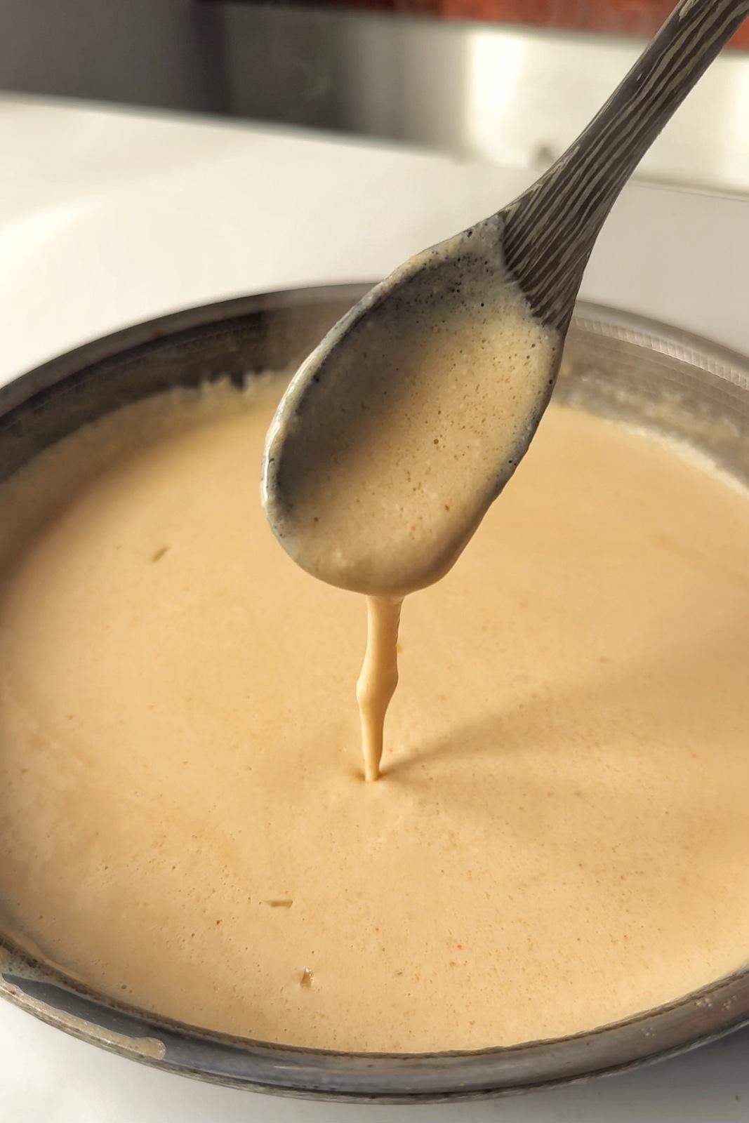 Making the spicy miso sauce.