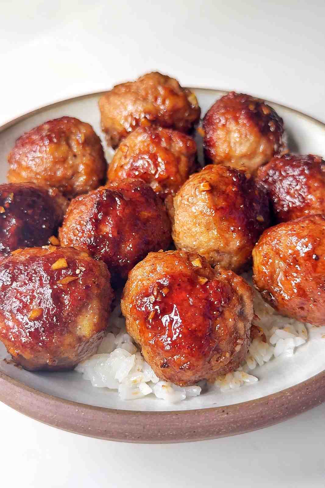 teriyaki meatballs in bowl.