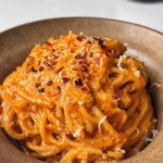 bowl of spicy Boursin spaghetti.